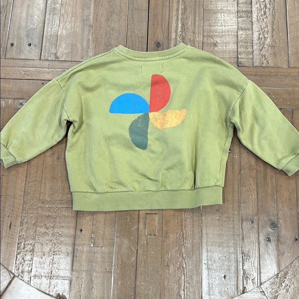 Piupiuchick Green calming storm graphic Sweatshirt kids 3 years play condition - Picture 7 of 8